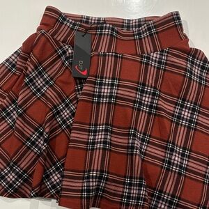 DJT Women's Plaid Skirt - Red and Black